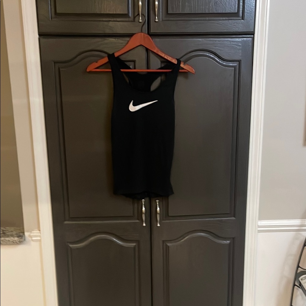 Nike Dry Fit Black Sleeveless Top with White Swoosh